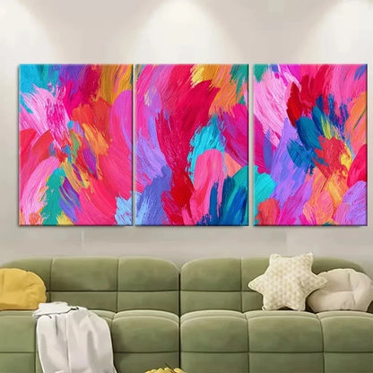 3pcs Vibrant Abstract Painting Colorful Wall Art Set Canvas Framed 60x90cm - High Quality Print 100% Australian Made Wall Canvas Ready to Hang