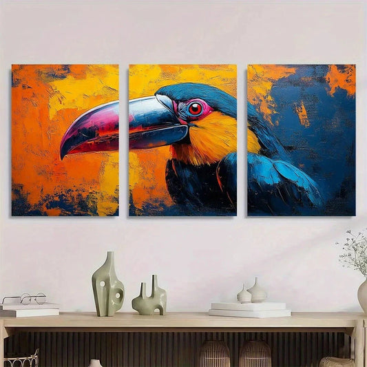 3pcs Colorful Animal Bird Funny Metal Print Ready to Hang Art