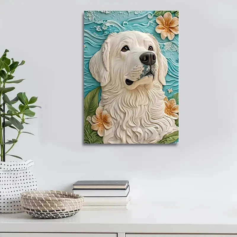 Featuring a Great Pyrenees Design Painting 40x60cm Metal Print Ready to Hang