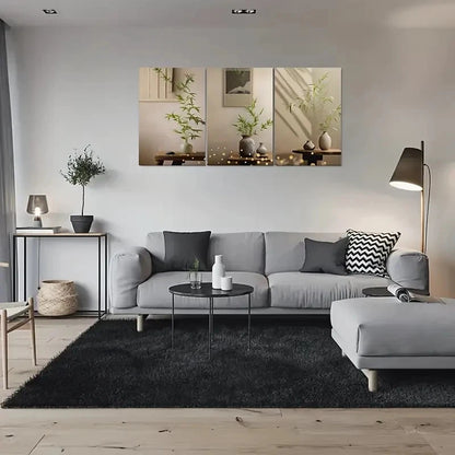 3pcs Bamboo Plant Green Leaves Botanical Metal Print Ready to Hang Art