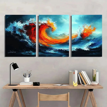 3pcs Modern Abstract Painting Colourful Metal Print Ready to Hang Art