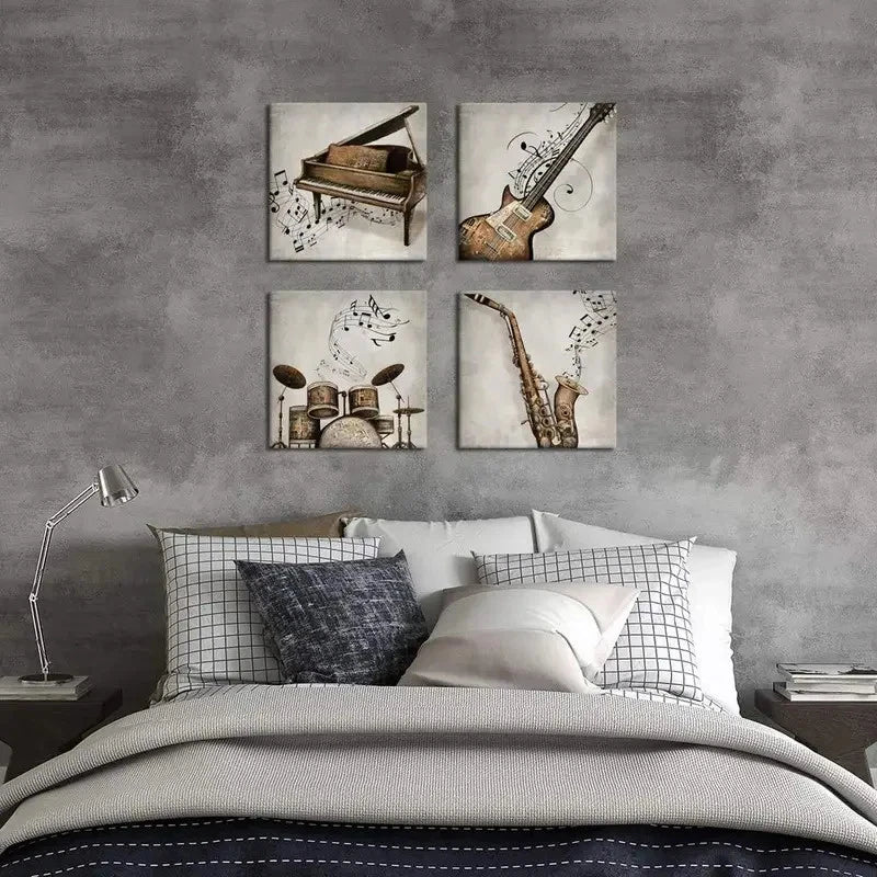4pcs Panel Music   Wall Art Canvas Framed