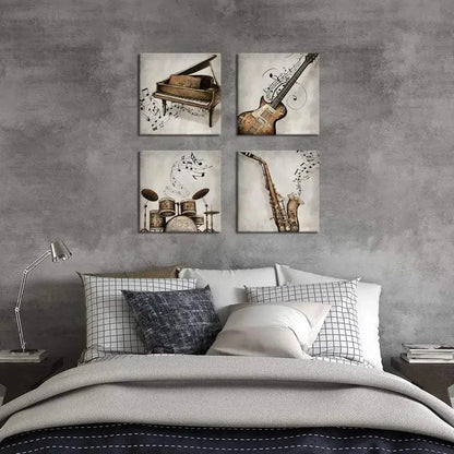 4pcs Panel Music   Wall Art Canvas Framed