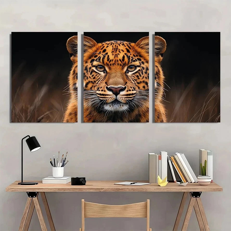 3pcs Leopard Vintage Inspired Animal Metal Print Ready to Hang Art