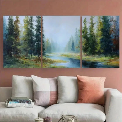 3pcs Forest Landscape Trees Nature Perfect Wall Art Set Canvas Framed 60x90cm - High Quality Print 100% Australian Made Wall Canvas Ready to Hang
