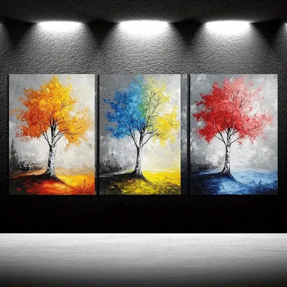 3pcs Colorful Trees Series Vibrant Metal Print Ready to Hang Art