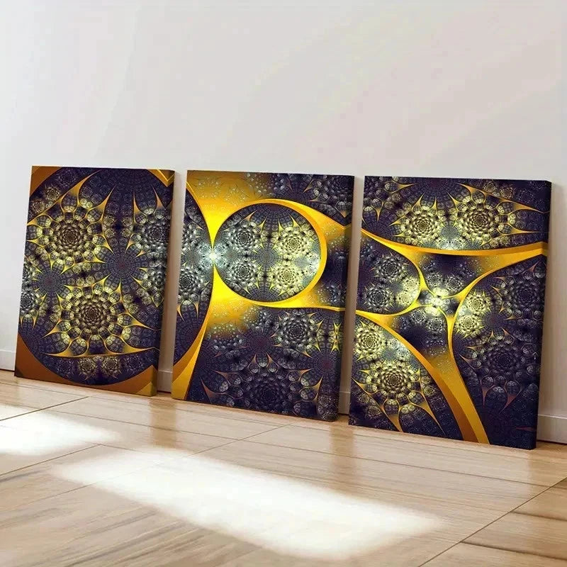 3pcs Shapes Composed Of Colorful Lines Wall Art Set Canvas Framed 40x60cm - High Quality Print 100% Australian Made Wall Canvas Ready to Hang