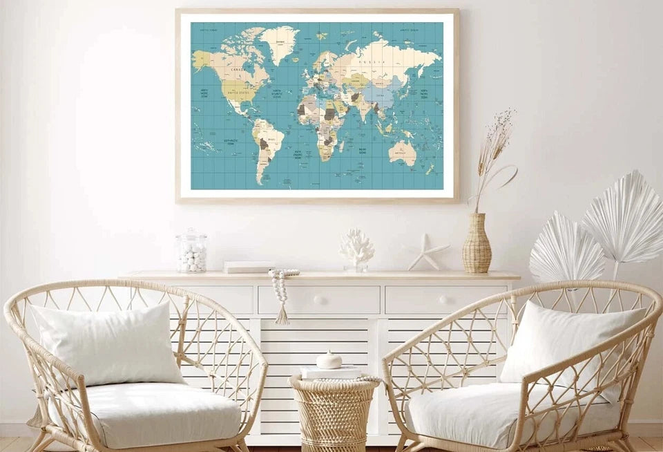 World Map with details 91x61cm poster AU