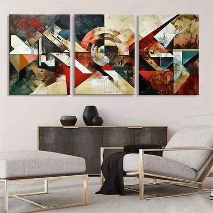 3pcs Modern Abstract Geometric Shapes Perfect Wall Art Set Canvas Framed 40x60cm - High Quality Print 100% Australian Made Wall Canvas Ready to Hang