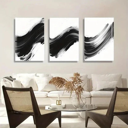 3pcs White Abstract Brushstroke Pattern Scene Wall Art Canvas Unframed – High Quality Print 100% Australian Made Wall Canvas