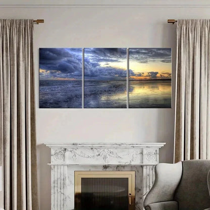 3pcs Sea Surface Clouds at Sunset Modern Wall Art Set Canvas Framed 40x60cm - High Quality Print 100% Australian Made Wall Canvas Ready to Hang