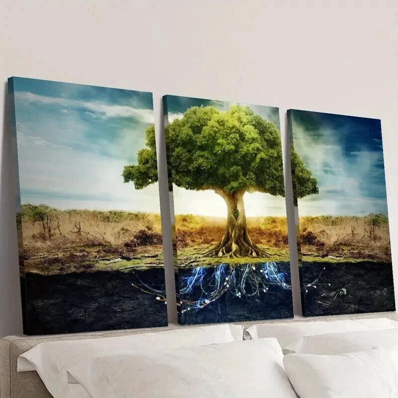 3pcs Grafted Olive Tree Decoration Wall Art Set Canvas Framed 40x60cm - High Quality Print 100% Australian Made Wall Canvas Ready to Hang