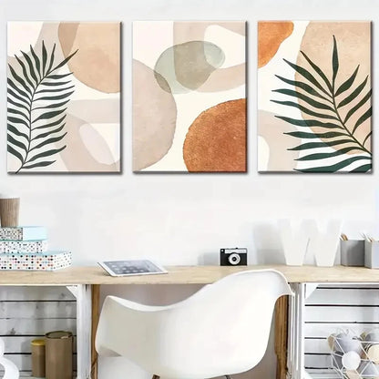 3pcs Modern Tropical Plants Abstract Geometric Metal Print Ready to Hang Art