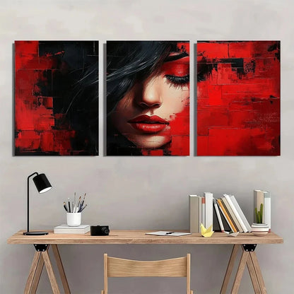 3pcs Abstract Fashion Figure Mural Metal Print Ready to Hang Art