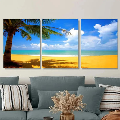 3pcs Beach Scene Tropical Paradise Triptych Metal Print Ready to Hang Art