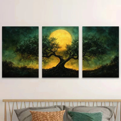 3pcs Celtic Tree of Life Wall Art Set Canvas Framed 50x70cm - High Quality Print 100% Australian Made Wall Canvas Ready to Hang