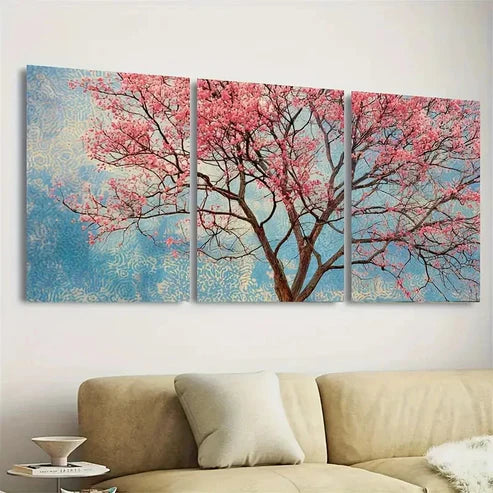 3pcs Nature Cherry Tree Entryway Art Print Wall Art Canvas Unframed - High Quality Print 100% Australian Made Wall Canvas