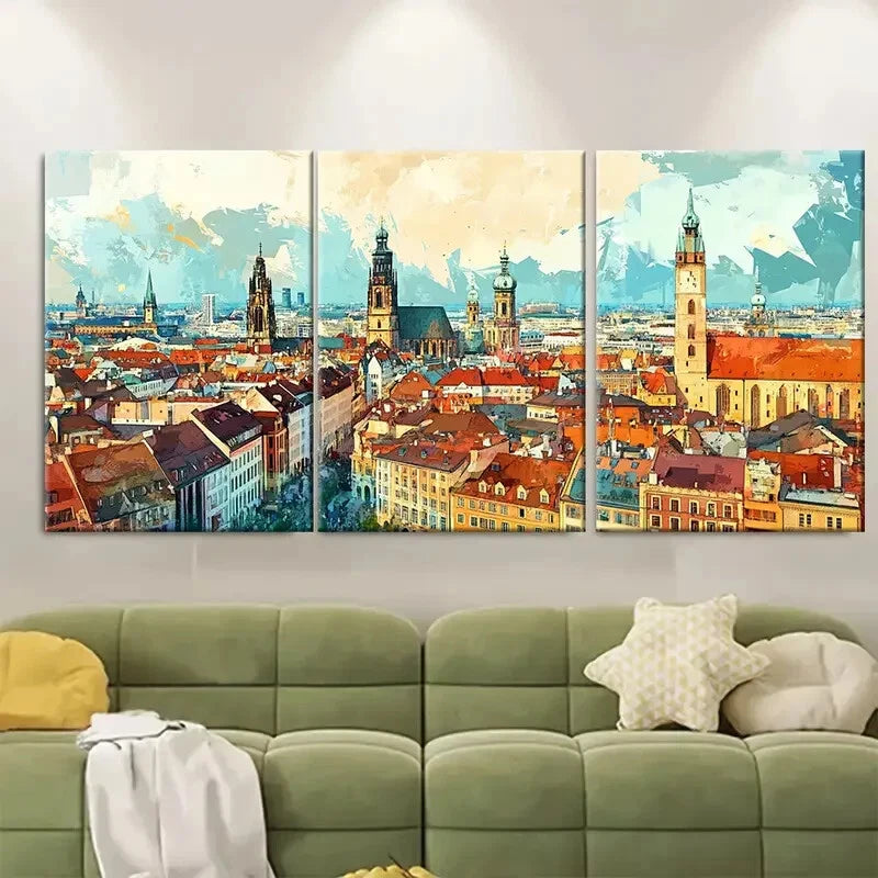 3pcs Germany Cityscape Munich Metal Print Ready to Hang Art
