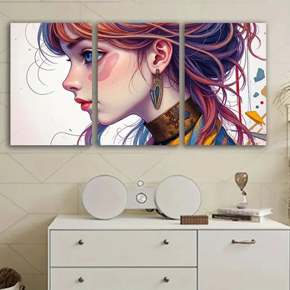 3pcs Colorful Woman Portrait Wall Art Set Canvas Framed 40x60cm - High Quality Print 100% Australian Made Wall Canvas Ready to Hang