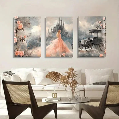 3pcs Vintage Carriage Design Elegant Perfect Wall Art Canvas Unframed – High Quality Print 100% Australian Made Wall Canvas