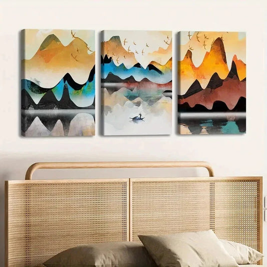 3pcs Contemporary Landscape Mountain Perfect Wall Art Set Canvas Framed 40x60cm - High Quality Print 100% Australian Made Wall Canvas Ready to Hang
