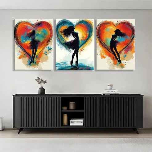 3pcs Colorful Abstract Dance Silhouettes Perfect Wall Art Set Canvas Unframed - High Quality Print 100% Australian Made Wall Canvas