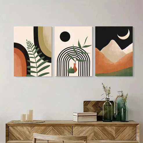3pcs Minimalist Geometric Wall Art Set Canvas Unframed - High Quality Print 100% Australian Made Wall Canvas