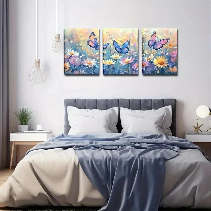 3pcs Three Gorgeous Butterflies Perfect Wall Art Set Canvas Framed 40x60cm - High Quality Print 100% Australian Made Wall Canvas Ready to Hang
