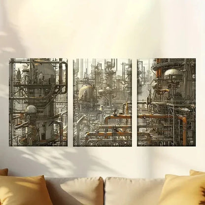 3pcs Conceptual with Industrial Aesthetic Wall Art Canvas Unframed - High Quality Print 100% Australian Made Wall Canvas