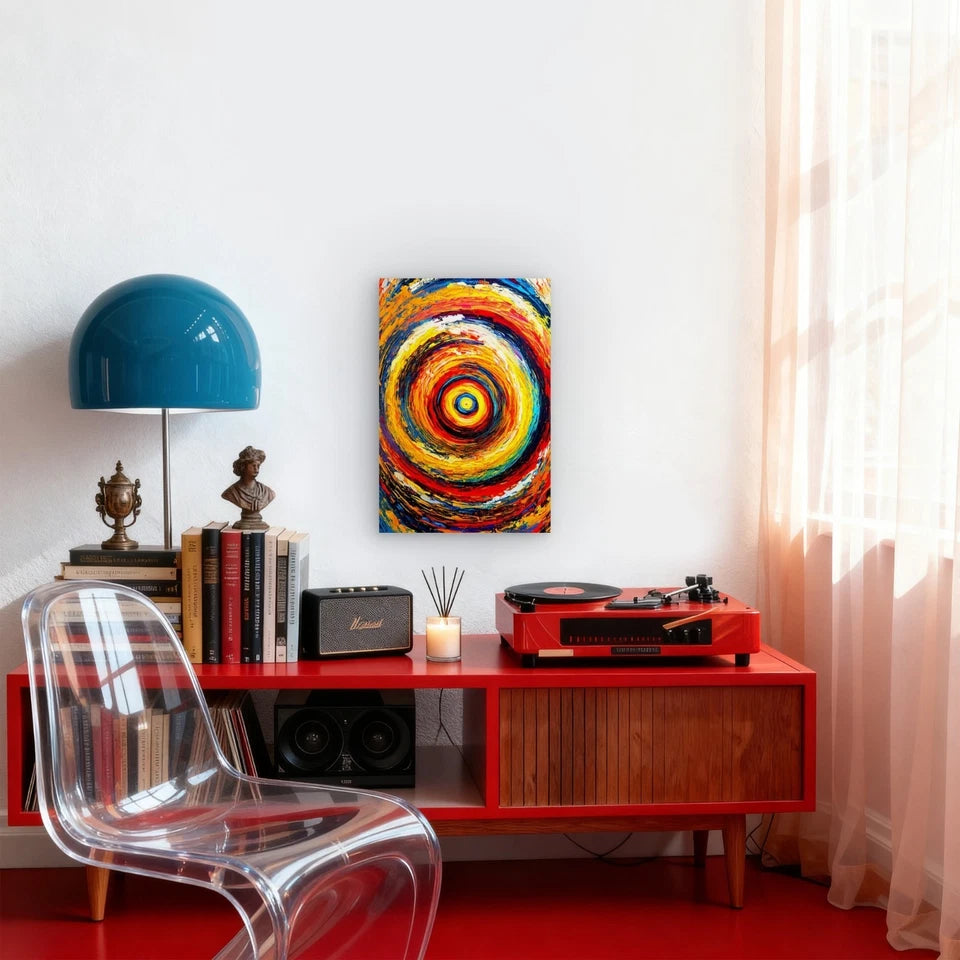 Vibrant Circular Abstract Metal Print Ready to Hang
