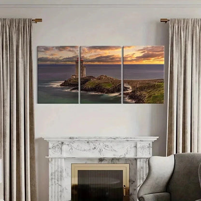 3pcs Ocean Coastline Lighthouse Nature Landscape Wall Art Set Canvas Framed 40x60cm - High Quality Print 100% Australian Made Wall Canvas Ready to Hang
