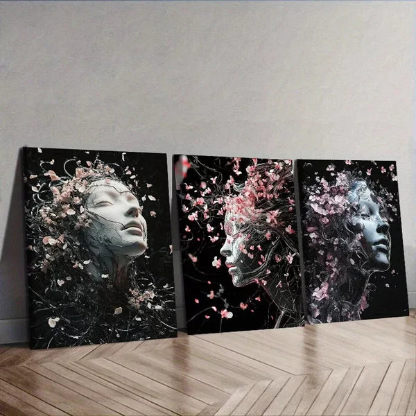3pcs Ethereal Figure In Dark Background Wall Art Set Canvas Framed 60x90cm - High Quality Print 100% Australian Made Wall Canvas Ready to Hang