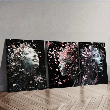 3pcs Ethereal Figure In Dark Background Wall Art Set Canvas Framed 60x90cm - High Quality Print 100% Australian Made Wall Canvas Ready to Hang