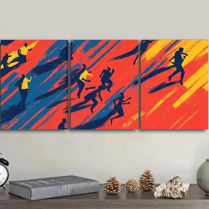 3pcs Abstract Runners Dynamic Motion Wall Art Set Canvas Framed 60x90cm - High Quality Print 100% Australian Made Wall Canvas Ready to Hang