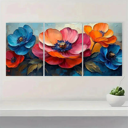 3pcs  Original Colorful Flower Floral OR Wall Art Set Canvas Framed 60x90cm - High Quality Print 100% Australian Made Wall Canvas Ready to Hang