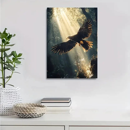 Eagle Playing with a Ball in a Deep Jungle Painting 40x60cm Metal Print Ready to Hang