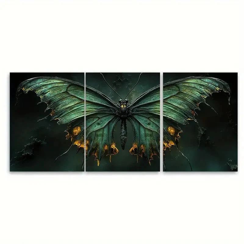 3pcs Butterfly Canvas Abstract Skeletal F Wall Art Set Canvas Framed 60x90cm - High Quality Print 100% Australian Made Wall Canvas Ready to Hang