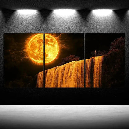 3pcs Vibrant Orange to Black Color Scheme Metal Print Ready to Hang Art