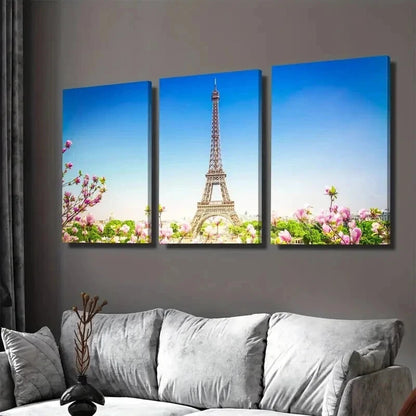 3pcs Paris Eiffel Tower Paintings Wall Art Set Canvas Framed 50x70cm - High Quality Print 100% Australian Made Wall Canvas Ready to Hang