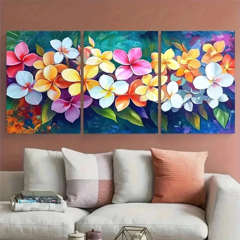 3pcs Thai Floral Oriental Thailand Décor Perfect Wall Art Canvas Framed 60x90cm