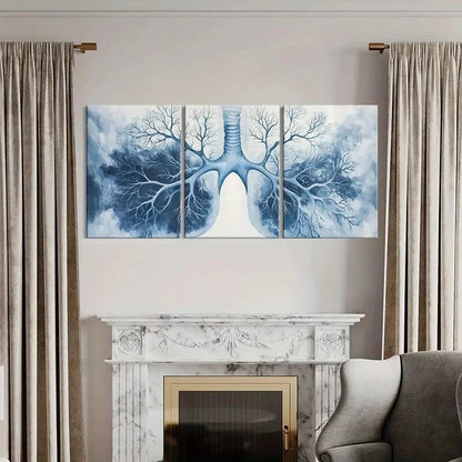 3pcs Lungs Tree Branches Abstract Metal Print Ready to Hang Art