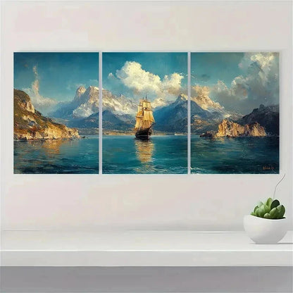 3pcs Panoramic Coastal Landscape Perfect Wall Art Set Canvas Framed 40x60cm - High Quality Print 100% Australian Made Wall Canvas Ready to Hang
