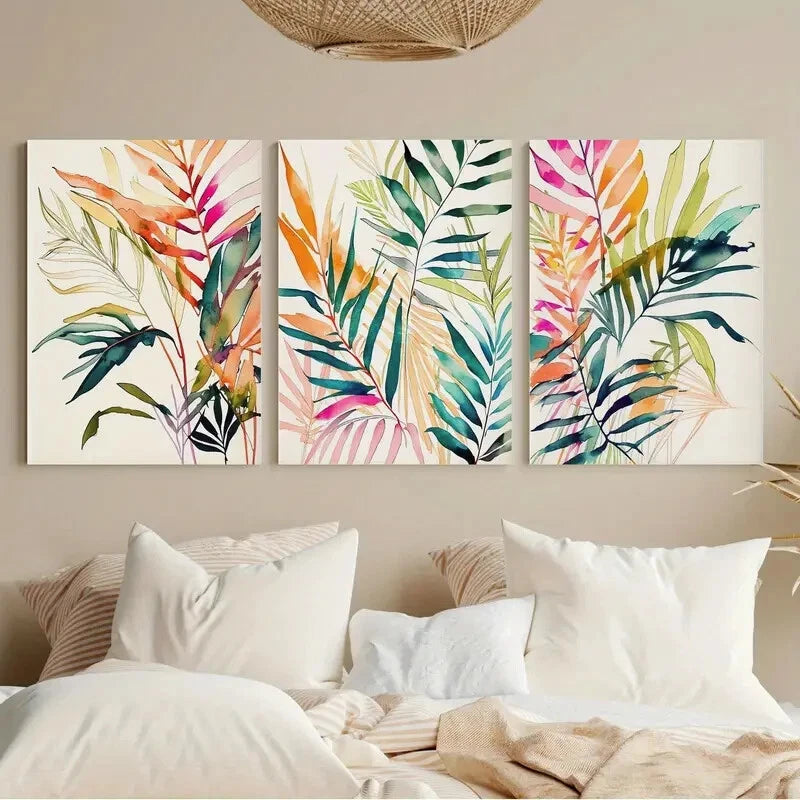3pcs Monstera & Palm Leaf Botanical Metal Print Ready to Hang Art