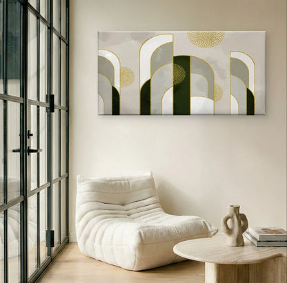 Modern Geometric and Gold Shapes Abstract Wall Art Canvas Office Home Framed 120x60cm