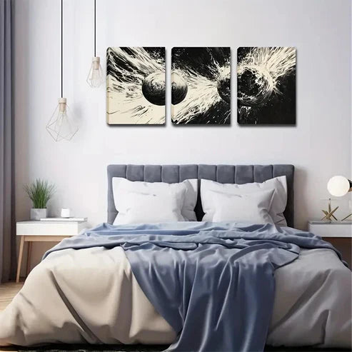 3pcs Abstract Glowing Spheres Triptych Wall Art Set Canvas Unframed - High Quality Print 100% Australian Made Wall Canvas