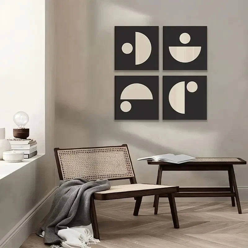 4pcs Contemporary Shape Art for Modern Spaces Wall Art Canvas Framed