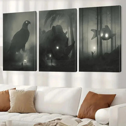 3pcs  Mystical Forest & Eagle Wall Art Set Canvas Framed 50x70cm - High Quality Print 100% Australian Made Wall Canvas Ready to Hang