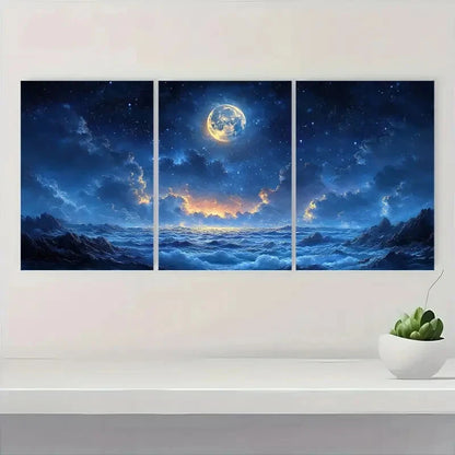 3pcs Dark Academic Style Starry Sky Metal Print Ready to Hang Art