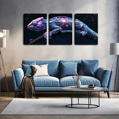 3pcs Chameleon Cosmic Triptych Abstract Perfect Wall Art Set Canvas Framed 40x60cm - High Quality Print 100% Australian Made Wall Canvas Ready to Hang