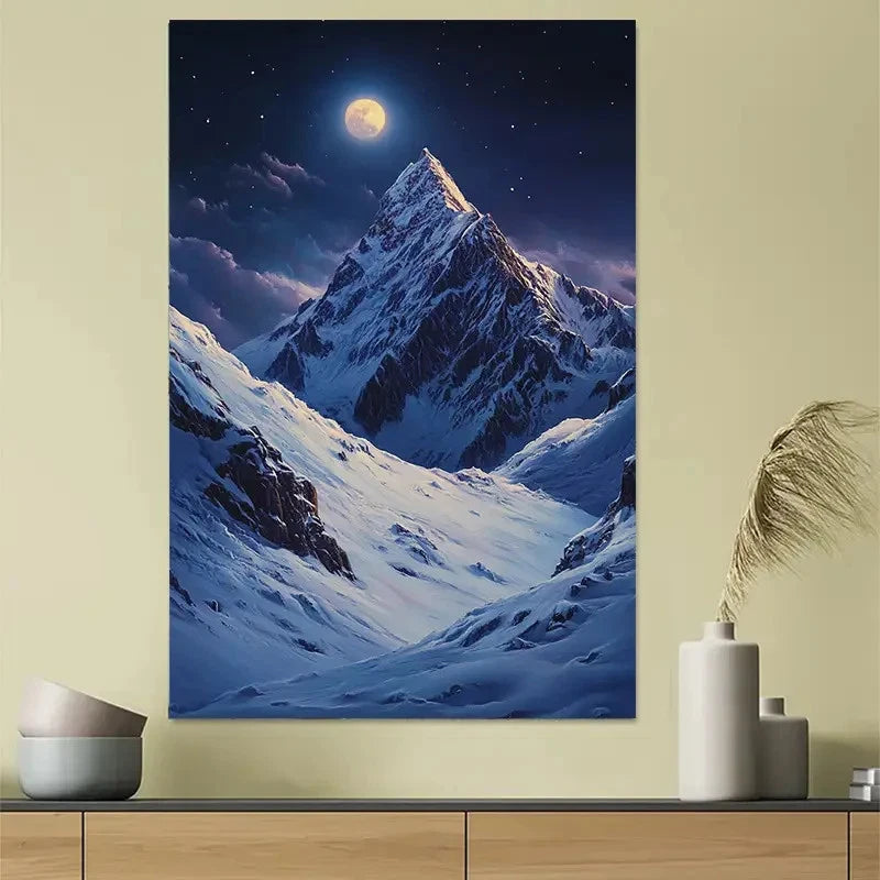Snow Mountain Night Polar Iceberg Poster 40x60cm Metal Print Ready to Hang